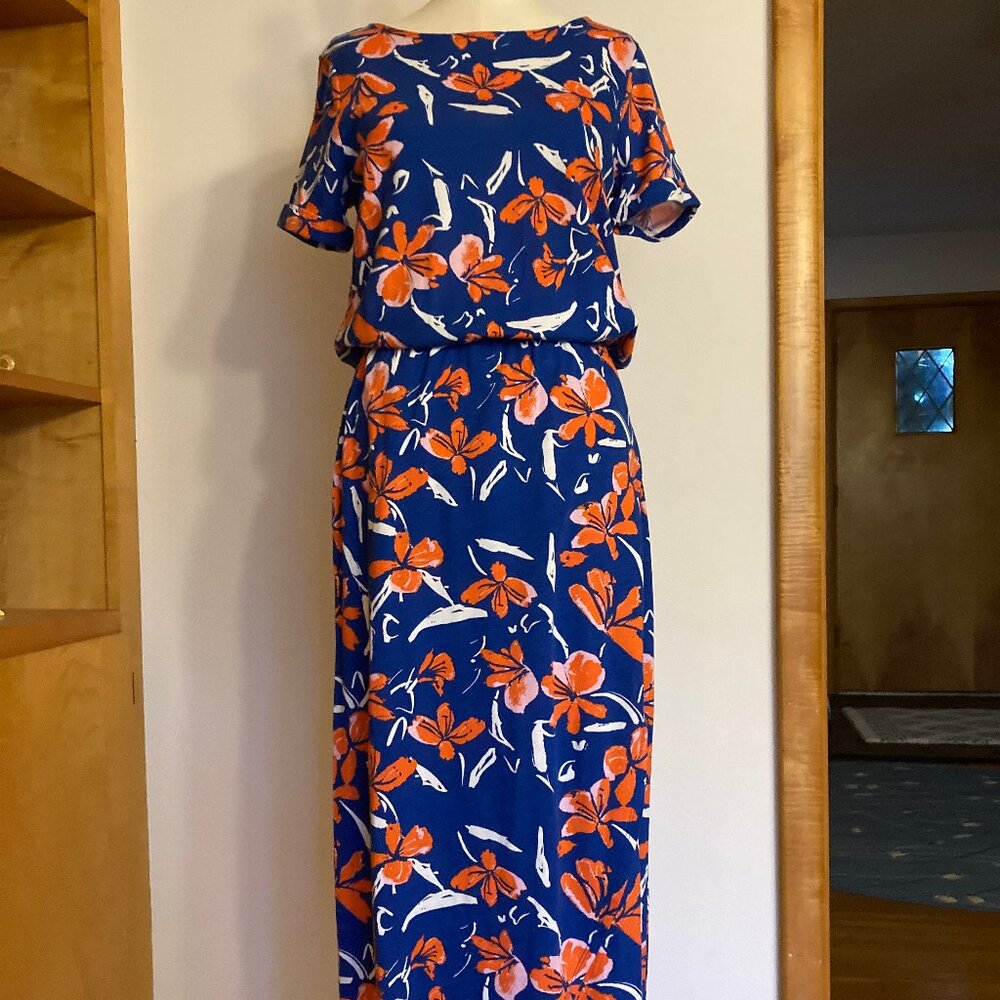 Motto Maxi Tulip Hem Dress Blue Orange Floral